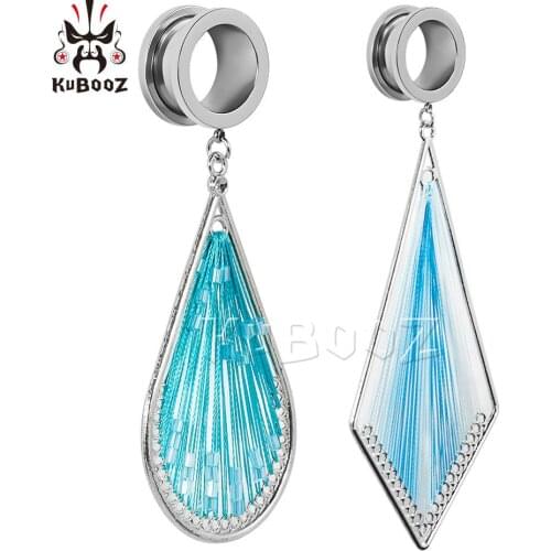 KUBOOZ Dangle Ear Plugs Tunnels Stainless Steel Earrings Gauges Expander Flesh Fashion Screw Body Piercing Jewelry For Gift