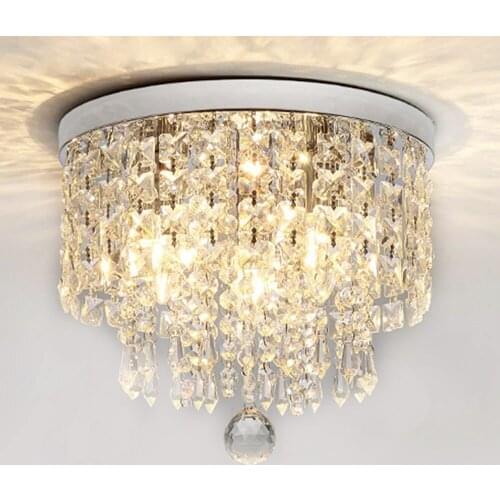 ETL Hot-Selling Luxury Chandelier Light Round Chrome Crystal LED Pendant Light for Corridor Aisle Entrance Balcony Ceiling Lamp