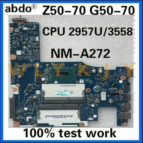 ACLU1/ACLU2 UMA NM-A272 for Lenovo G50-70 Z50-70 Laptop Motherboard 5B20G38593 SR1DV 2957U DDR3L Fully Tested