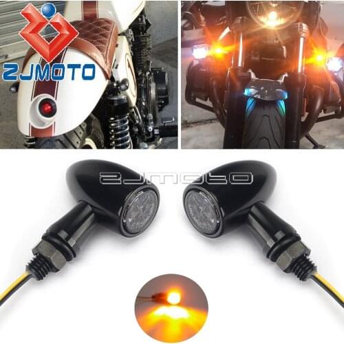 E13 Mini Motorcycle Indicator LED Turn Signal Light 12V Front/Rear Amber Signal Lamp Blinker Aluminum Cafe Racer Street Bike ATV