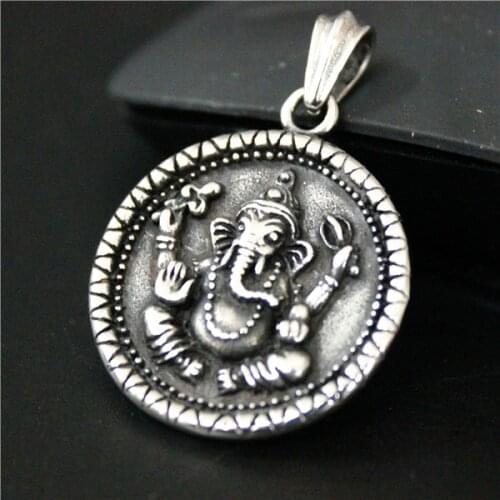 Cool India Ganesha Pendant Fashion For Man Woman 316L Stainless Steel Gothic Personality Round Medals Buddha Pendant
