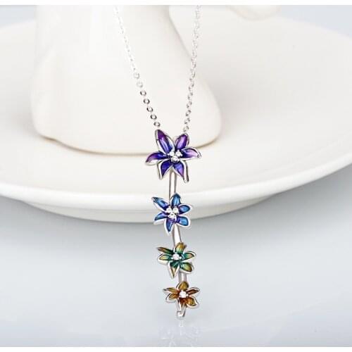 2021 Fashion Temperature Exquisite Flower Necklace Pendant Chain 925 Silver Clavicle Chain Wedding Collier Femme Jewelry