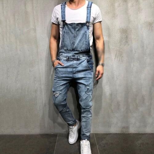 Mens Casual Jeans Pants With Belts Male Straps Jumpsuit Hot Retro mens Jeans Fashion Casual Male Wild Trousers