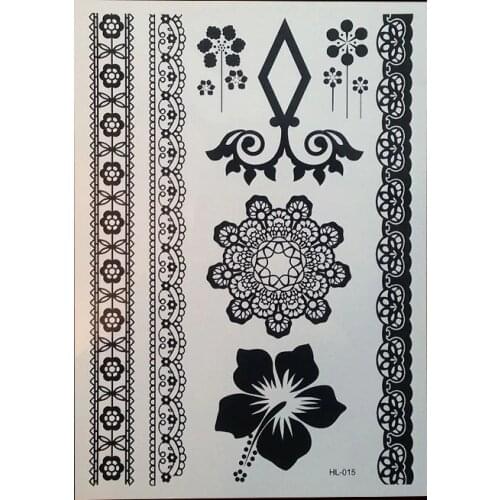 2017 New 1pcs Black Henna Temporary Tattoo for lace Hands Inspired Body Stickers