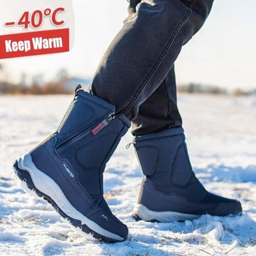 Qmaigie new boot men winter shoes mans 2021 snow boots waterproof couple non-slip thick fur Hiking boots Winter boots for men
