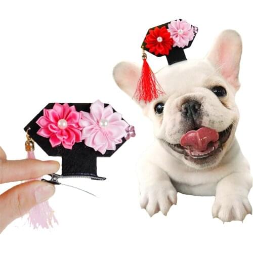 Pet Hair Clip Creative Flower Chinese Style Headgear Court Gig Head Flower Dog Hairpin Decoration Random Color