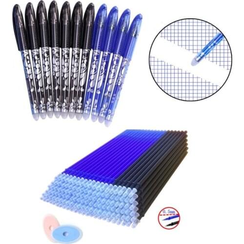 20Pcs/Set Office Gel Pen Erasable Refill Rod Magic Erasable Pen Refill 0.5mm Blue Black Ink School Stationery Writing Tool Gift