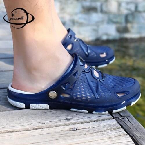 40-45 Mens Sandals Summer Male Shoes Buckle Strap Outdoor Beach Non-Slip Indoor Comfortable Garden Breathable Footwear Hy22