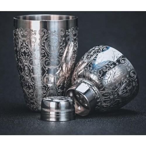 Stainless Steel Cocktail Shaker Built in Strainer Iridescent Rainbow Metal Martini Drink Mixer Home Bar Bartender Tool