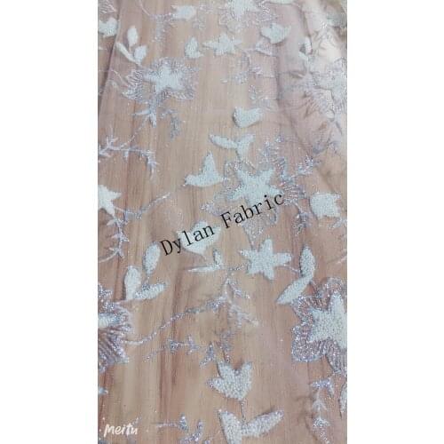 Wedding dress small pearl series mesh gauze wedding dress fashion fabric