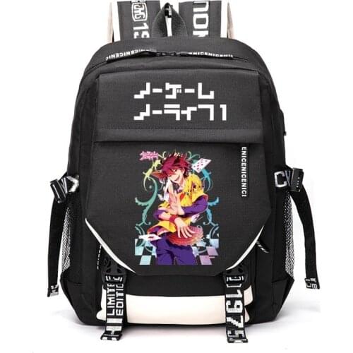 Unisex Anime Cartoon NO GAME NO LIFE Sora Shiro Outdoor Travel Rucksack Casual Schoolbag Student Backpacks