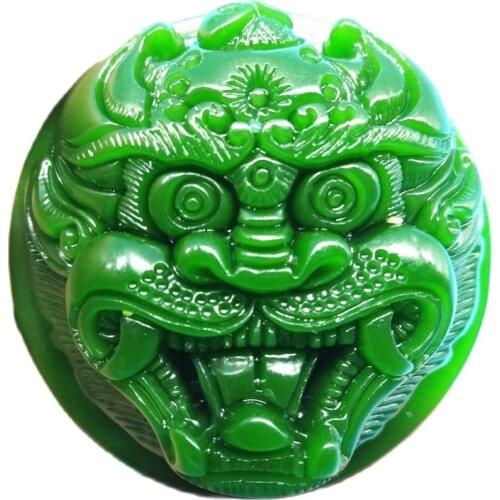 Xinjiang jade tiger head belt buckle belt buckle domineering tiger head mens belt jade pendant waist tag waist Pendant