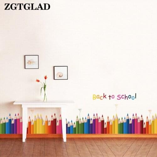 ZGTGLAD Pencil Wall Sticker Removable Back To School DIY Art Wall Decals Kindergarten Wall Decorations Living Room