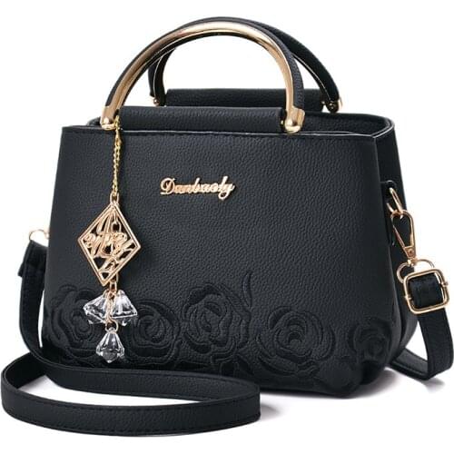 Women Small Bag Female Embroidery PU Leather Designer Bag 2021 Fashion New Flower Shoulder Bag Womens Handbag
