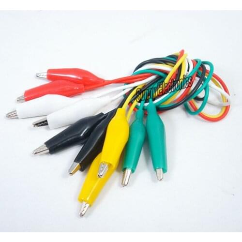 1set 5pcs Leads Alligator Crocodile Double-ended Test Roach Clip Jumper Wire