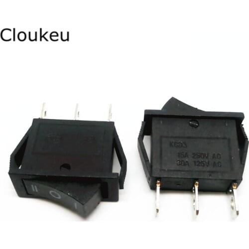 10*28MM Rocker Reset Switch Black KCD3-3D 3Pin 3File Seesaw switch 15A250V Power switch 5Pcs