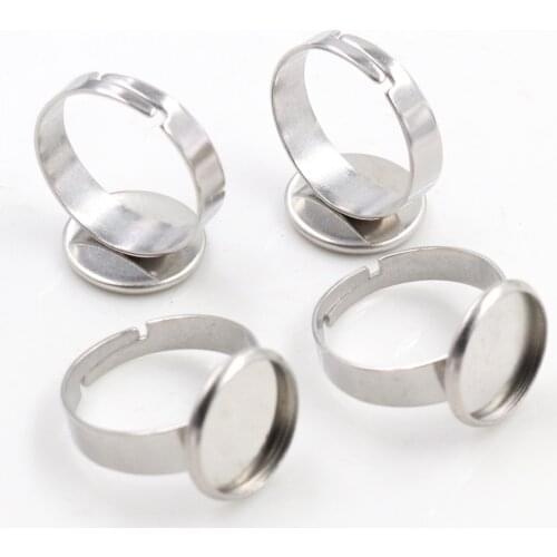 12mm 10mm 10pcs/Lot No Fade Stainless Steel Adjustable Ring Settings Blank/Base,Fit 10 12mm Glass Cabochons,Buttons