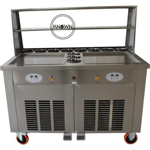 2 cold plate with 11 cooling tank Thailand fried ice cream roll maker machine