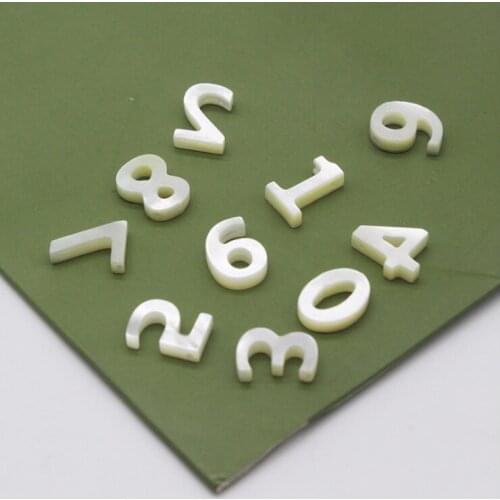 50pcs/lot 0 to 9 Letter Mother Pearl Natural Digit & number Mother of Pearl shell for DIY Jewelry Mother Pearl shell Beads