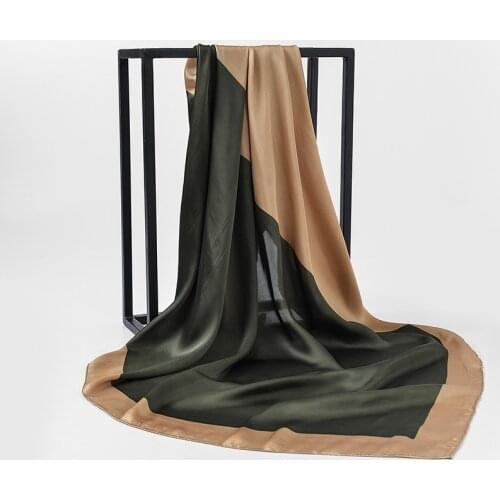 90*90CM Fashion Color Matching Versatile Square Scarf Contrast Color Temperament Silk Scarf Decorative Scarf Sunscreen Casual