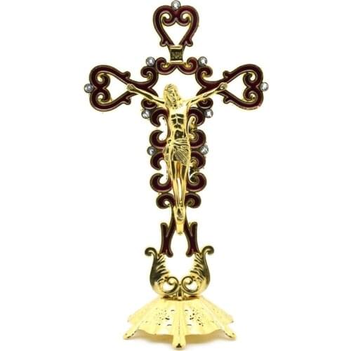 Church Relics Figurines Crucifix Jesus Christ On The Stand Cross Wall Antique