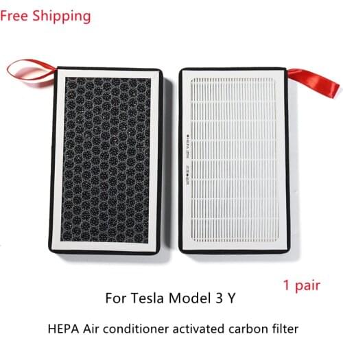 Air Conditioning Filter for Tesla Model 3/Y 2021 Air Conditioning Activated Carbon Purification Cotton HEPA Filter Accessories