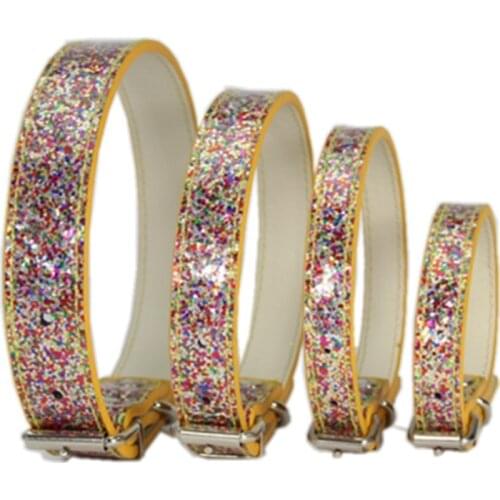 Hot Sale Bling Puppy Cat Collars Adjustable Leather Shining Collar for Small Medium Dogs Cats Chihuahua Pug Yorkshire