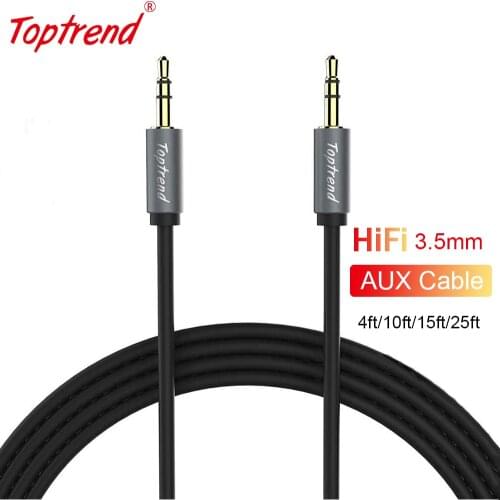 Toptrend 3.5mm AUX Cable Jack Male to Male Stereo Audio Long Cable for Headphones Speaker Car Audio Home Theater Auxiliary Cord