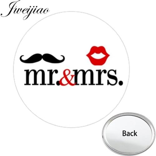 JWEIJIAO Bridesmaid MR. AND MRS. Mini Pocket Mirror Portable Makeup Vanity Hand Travel Purse Mirror Valentines Day Gift