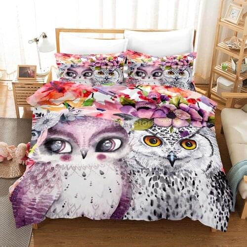 Animal Owl Bedding Set 3d Duvet Cover Sets Adult Luxury Comforter Bed Linen Twin Queen King Single Size Dropship Floral Gift
