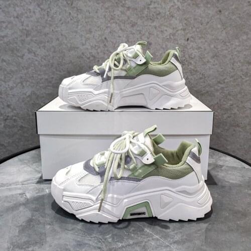 Women Platform Chunky Sneakers Spring Breathable Lace Up Casual Shoes Woman Tennis Basket Female Autumn Vulcanized Shoes 2021