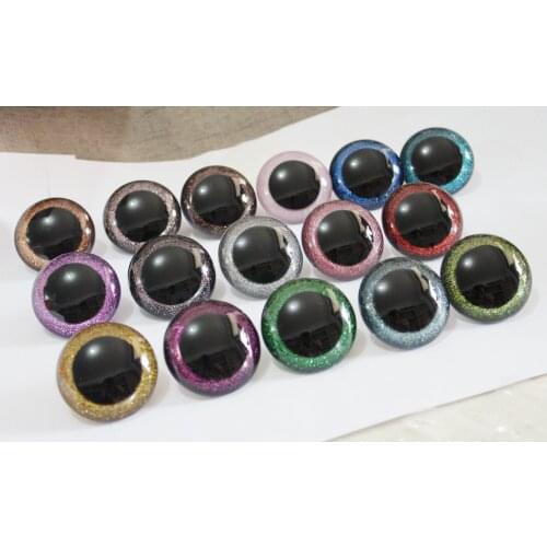20pcs/lot-N16---30mm/40mm /50mm big size round clear toy safety eyes + glitter fabric + hard washers for diy doll