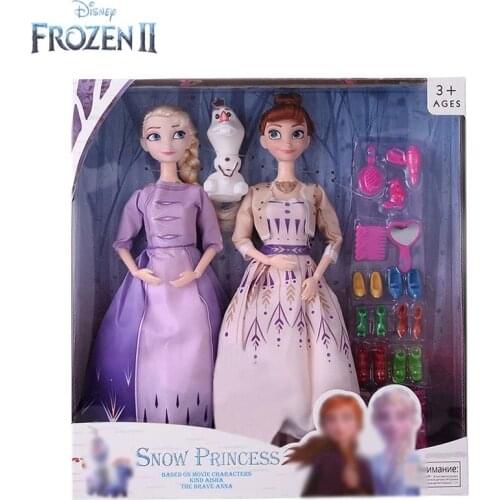 Disney Frozen 2 Princess Doll Snow Queen Elsa Anna PVC Action Figure Anime Barbie Dolls Toy Set Dress Up Toy Girls New Year Gift