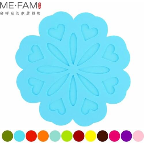 ME.FAM 16.5cm Peach Flowers Pad Silicone Non Slip Heat Insulation Mats Bowl Plate Pads Desktop Decoration Protection Placemat