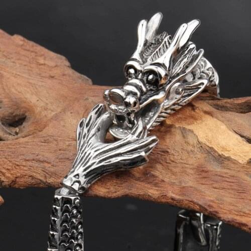 Fashion domineering dragon titanium bracelet retro personality men titanium steel bracelet trend titanium steel bracelet