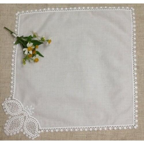 Set of 60 Fashion Cotton Handkerchiefs 12-inch Wedding Handkerchief Sweet Heart hankie Vintage Lace Hanky For Bride/Ladies/women