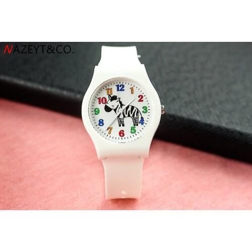 New simple silica gel quartz watch for male and female students cuhk cartoon animal zebra color scale jelly watch