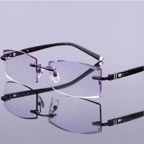 Trimming Glasses with Gold Frames Male Myopia Eyes Light Commercial Titanium Rimless Finished Prescription Glasses Gradient 0004