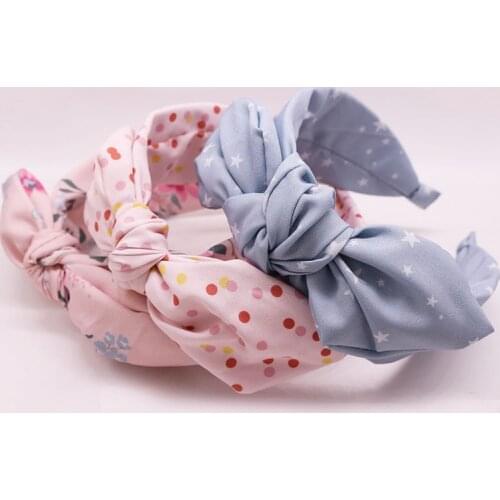 Dot Polka Flower Satin Bow Knot Hairband Headband Adult Hair Accessories
