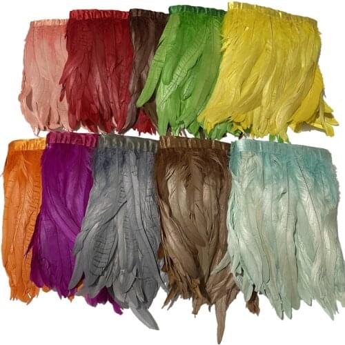 2Meters Rooster Tail Feather Trim Ribbon Tape Black Decorative Pheasant Feathers for Crafts Trimmings Sewing Carnival Decoration