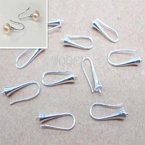 50/100PCS Wholesale DIY Jewelry Making 925 Silver Hook Earrings With Smooth Trumpet Shape For Bead Earring Accessories