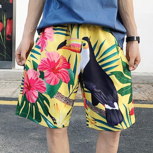 Men short Shorts Men Men Drawstring Printed male Streetwear Summer Fashion Men Shorts Cotton Linen Beach Hawaii Printing Shorts