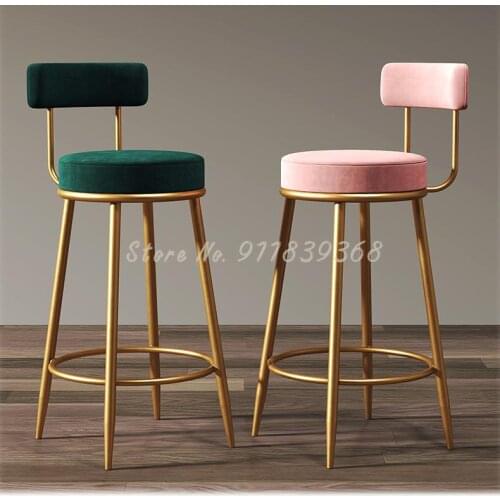 Nordic Bar Chair Modern Simple Home Back Net Red Bar Chair Milk Tea Shop Luxurious High Stool Bar Stool
