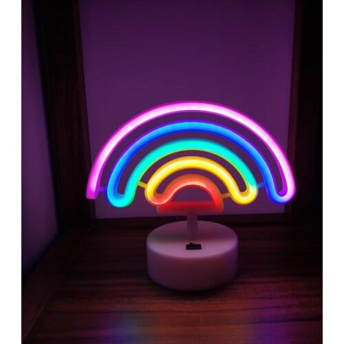 LED Rainbow Neon Sign Fairy Lights Table Lamp For Girls Bedroom Decor Gifts Garland Wedding Xmas Party Desktop Night Lights