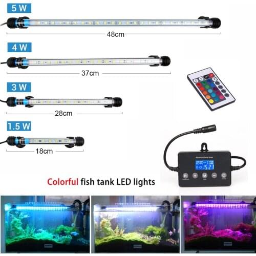 Aquarium LED Bar Light Waterproof Fish Tank Light 18/28/37/48CM Underwater Aquario Lamp Aquariums Decor Lighting 220V EU Power