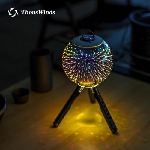 Thous Winds Goal Zero LED Light 3D Firework Lantern Outdoor Camping Lighting Light Light and 3D Shadow Glass Lampshade