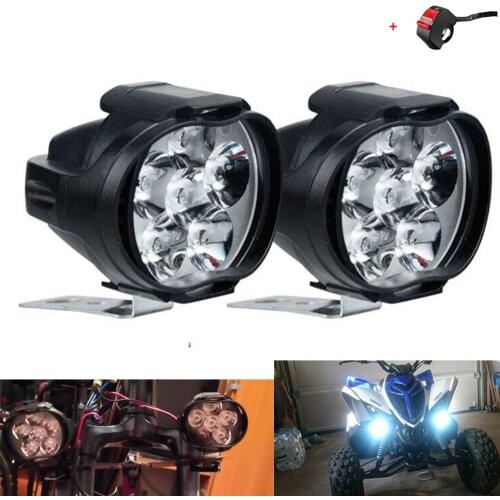 Universal 1pair Motorcycle Headlight Scooter Fog Spotlight LED Motorbike ATV Working Spot Light Day-time Running Lamp White