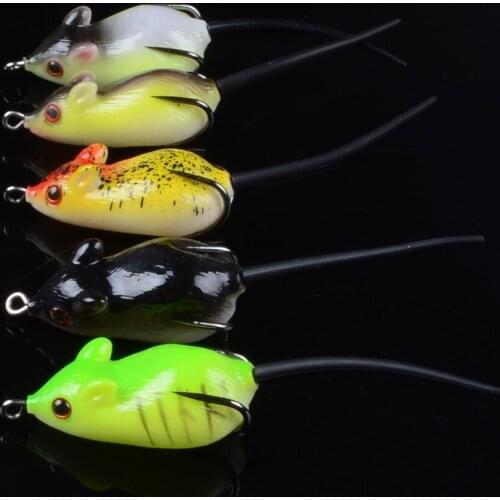 Topwater Mouse Wobbler Fishing Lure 5cm 8g Soft Silicone Bait With Small Spoon Attract Isca Artificial Leurre For Bass 3D Eyes
