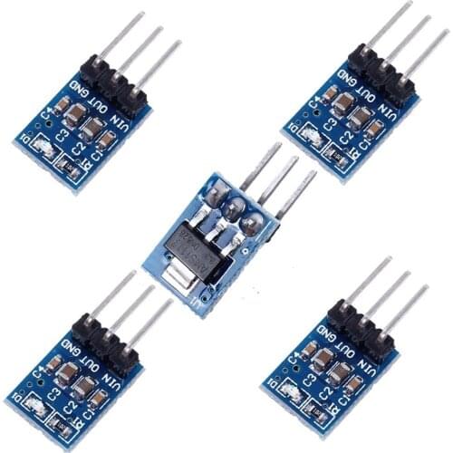 WSFS Hot AMS1117-3.3 DC Voltage Regulator Step Down Power Supply Module 4.75V-12V to 3.3V 800mA (Pack of 5)
