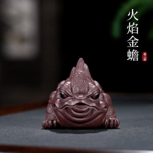 Yixing GuYue hall all hand purple sand tea pet furnishing articles play purple flame spittor three color optional